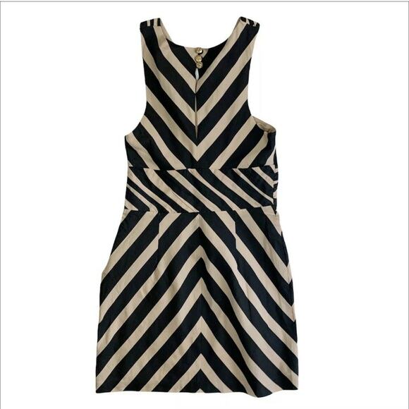 Anthropologie Leifsdottir Black and Tan Striped Macaw Dress Size 8 $298 - Picture 5 of 15